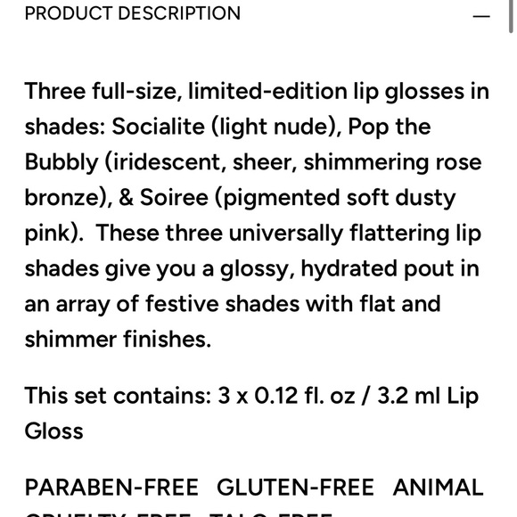 Mirabella 3 Pack Lip Gloss Trio (Limited Edition) - Picture 4 of 4